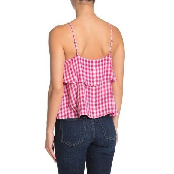 Abound Ruffle Spaghetti Gingham Tank Top In Pink Size XXS - Picture 2 of 2